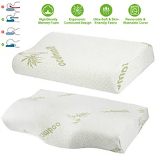 Orthopedic Bamboo Memory Foam Contour Sleep Pillow Cervical Neck Support Soft US