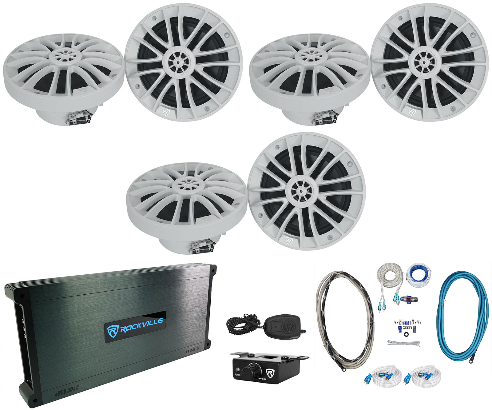 6 Rockville RM-PREMIUM-65 WHITE 65 Акустических систем для морских судов мощностью 600 Вт6-канальный усилитель