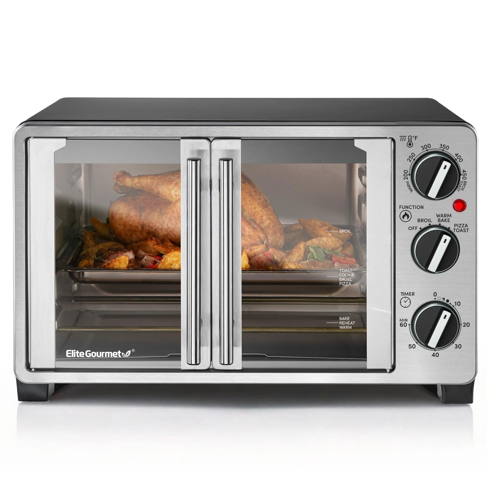 Elite Gourmet ETO2530M Double French 6-Slice, 25L, Stainless Steel and Black