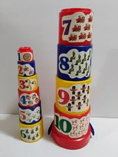 Nesting Stacking Cups Number Pails Carry Along Toy 1-10