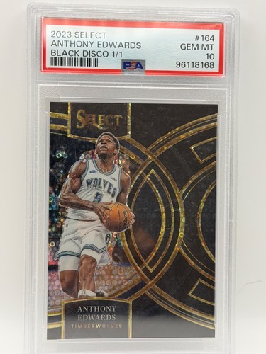 2023 Panini Select Anthony Edwards Black Disco 1/1 Minnesota Timberwolves PSA 10