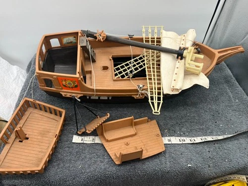 vintage playmobil action figure pirate ship large plastic display toy