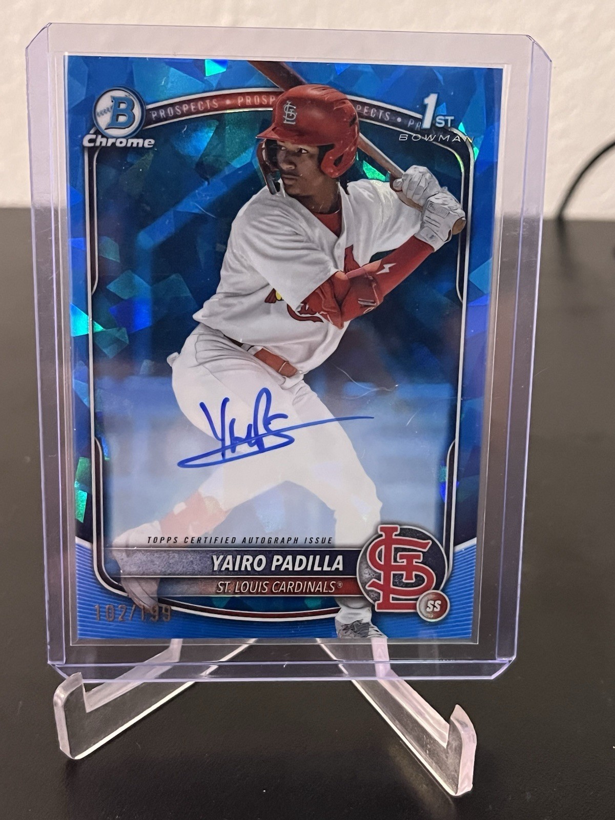Yairo Padilla Auto /199 Auto 2025 Bowman Chrome Sapphire 1st Bowman Cardinals