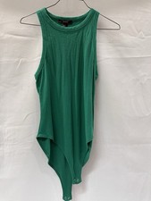 FOREVER 21 Women's Green Solid Stretch Sleeveless One-Piece Bodysuit Size S