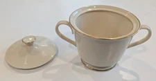 Lenox Hayworth - Set of Creamer and Sugar Bowl with Lid- Ivory w Gold Trim