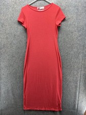 Free People Beach T Shirt Dress Womens Small Red Crew Neck Short Sleeve Jersey