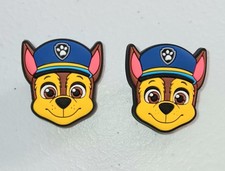 2 New Paw Patrol Shoe Charms For Crocs "Chase" The Dog With Blue Hat Jibbitz