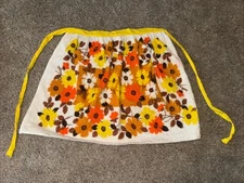 Vtg Sayco Terry Cloth Kitchen Towel Apron Flowers Orange Gold Yellow