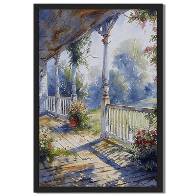 Sunny Porch Garden View Wall Art Canvas Oil Paintings Reproduction