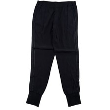 Vince Sz L Joggers Pants Satin Tuxedo Stripe Black Elastic Waist Pull On Relaxed