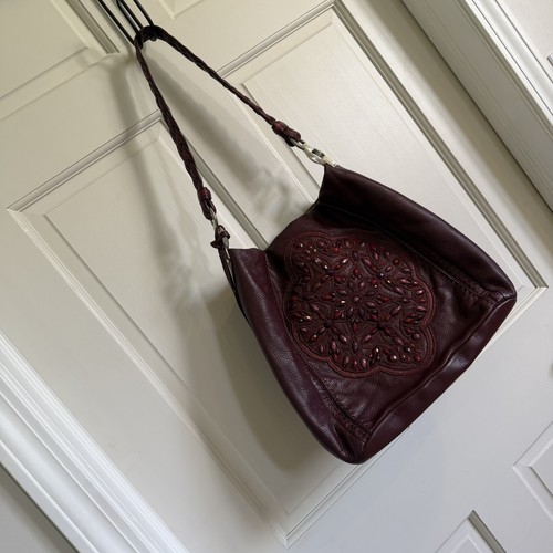 BRIGHTON MERLOT RARE ANJU SHOULDER PURSE MASTERPIECE  JEWEL EMBELLISHED  BEADED