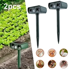 1/2 PK Animal Repeller Ultrasonic Solar Power Outdoor Pest Cat Mice Deer Sensor