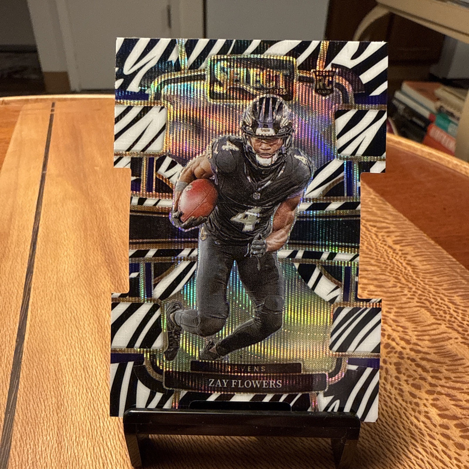 2023 Panini Select - Concourse Zay Flowers #8 Zebra Prizm Die-Cut (RC)