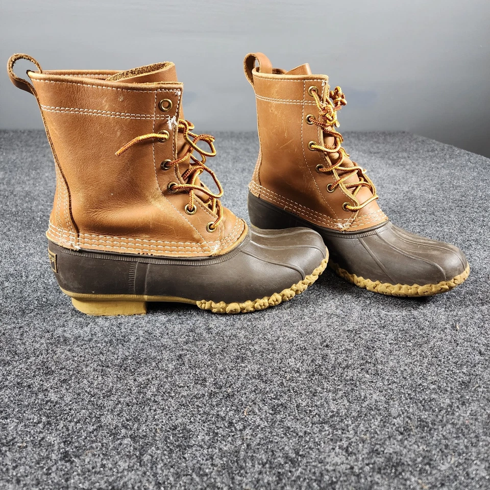 Bean Boots By L.L. Bean Duck Boots Youth Size 4 Brown Leather Lace Up Hunting - Image 2 of 4
