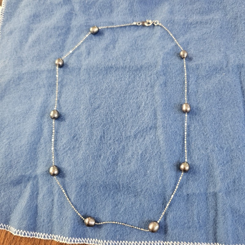 18kt White Gold Tahitian Pearl 8" Necklace