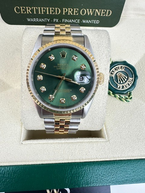 ROLEX OLIVE DATEJUST 18K AND STEEL