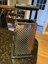 Oneida Box Grater Stainless 4 Sided Hand Held Silver w/Black Handle 10X4.5X3.25"