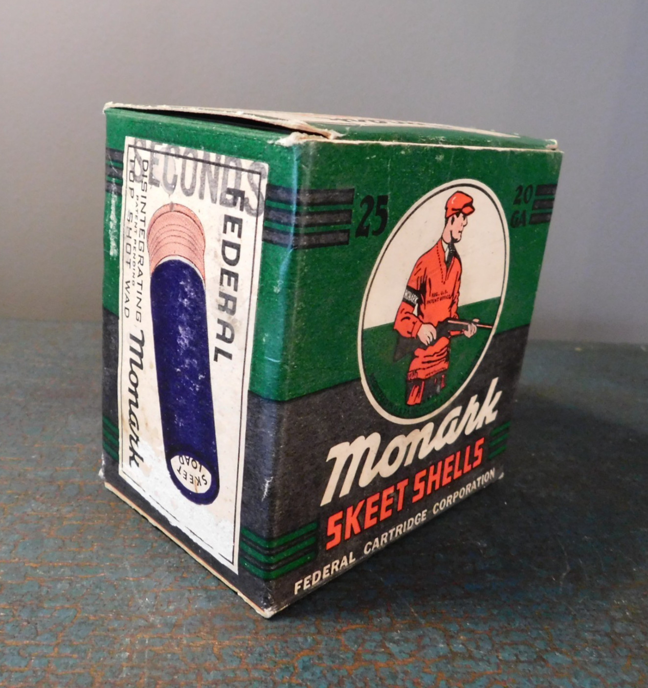 Vtg. EMPTY 1950's MONARK SKEET SHELL 2O GA. BOX / FEDERAL CARTRIDGE CORPORATION