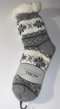 Womens Sherpa Fleece Lined Fuzzy Thermal Non-Skid Slipper Socks Snowflake 9-11