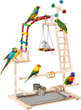 Bird Playground, Natural Wooden Bird Perch Bird Play Stand for Inside, 4-Layer P