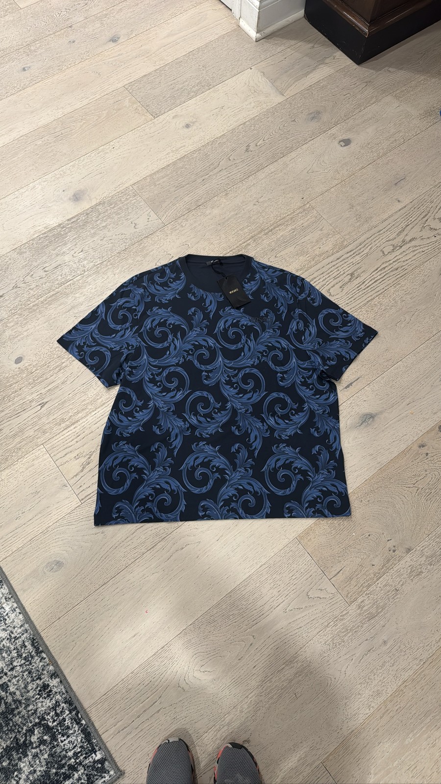 VERSACE COUTURE Mens Blue Baroque Print Short Sleeve T-Shirt NWT 3XL Limited Edt