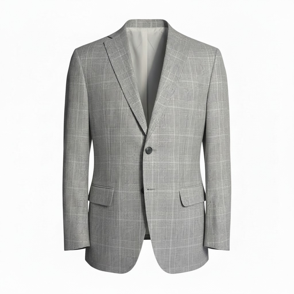 RALPH LAUREN Mens Blazer Sport Coat Two Button Jacket 42R LINEN Windowpane Gray