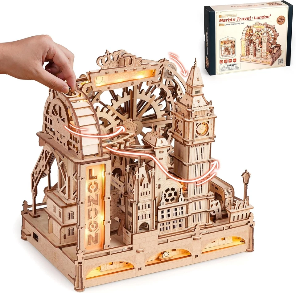 ROKR Marble Travel London 3D Wooden Puzzle Jigsaw Toys DIY 3D Marble Run model - Image 2 of 4