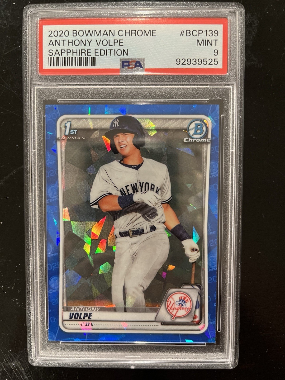 Anthony Volpe 2020 1st Bowman Chrome Blue Sapphire PSA 9 New York Yankees