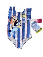 NEW! Bluey Baby Girl One Piece Swimsuit with Ruffle Sleeves - 12 Months