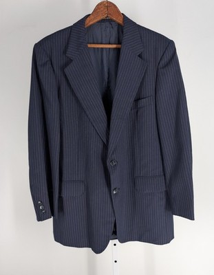 Vintage 80s Yves Saint Laurent Pinstripe Blazer France Navy Blue