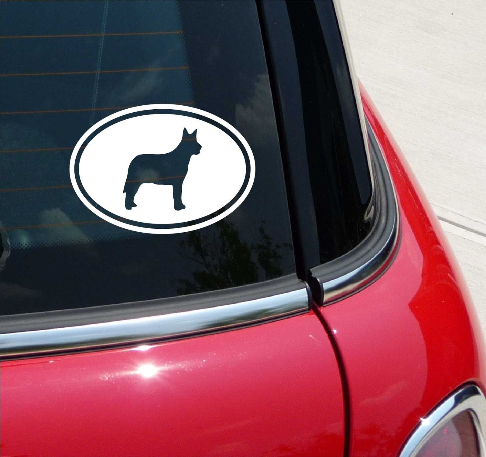 Euro Australian Blue Heeler Graphic Decal Sticker for Car or Wall - Single Color Oval Design