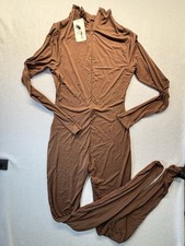 Naked Wardrobe Brown Long Sleeve Catsuit Jumpsuit Women’s Large NWT