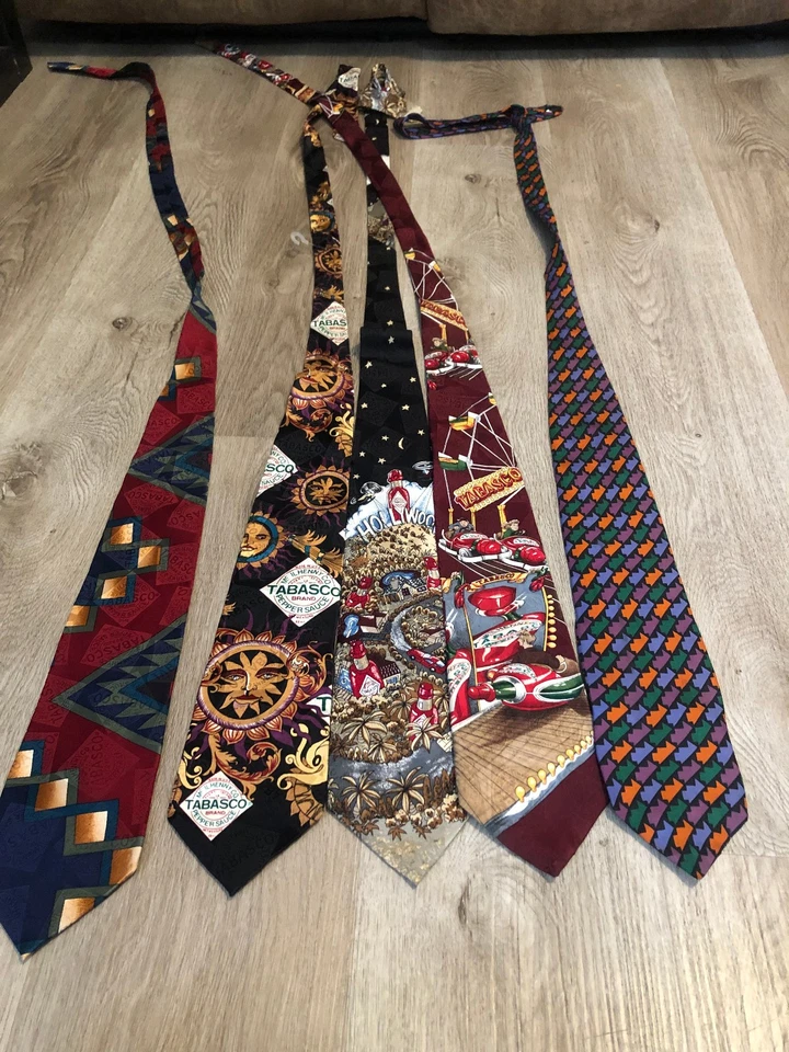 批量 5 件 Tabasco 领带 Lousiana Hollywood Bumper-Cars 几何设计 — 第 2/4 张图片