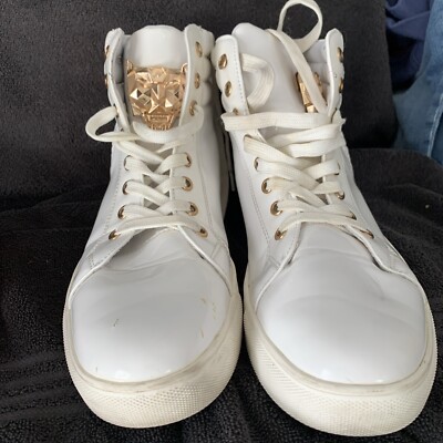   WHITE PATENT LEATHER SUPERHERO MENS SNEAKERS SIZE 11