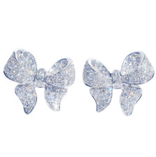 Love Bow Stud Earrings with Zirconia Stone 925 Sterling Silver Gift BOX PE50