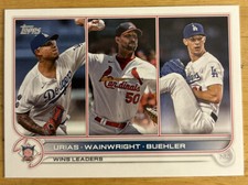 2022 Topps Ser 1 NL Wins Leaders Julio Urias Adam Wainwright Walker Buehler #105