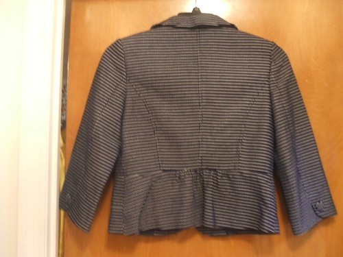 Chaqueta Blazer Ann Taylor Azul Marino Blanco Lunares Nueva con Etiquetas 6P 6 Petite Peplum Back - Imagen 11 de 15