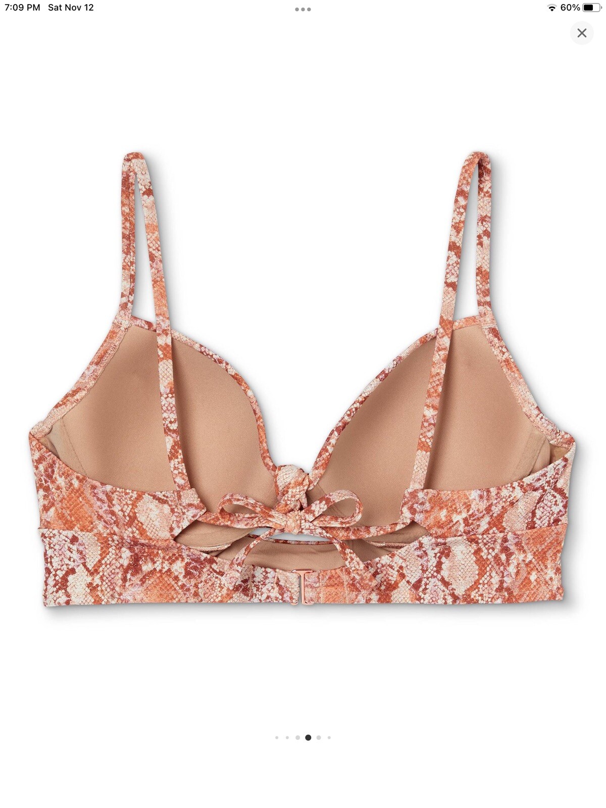 Knot-Front Cut Out Bikini Top - Shade & Shore Snake Print Size NWT 34D