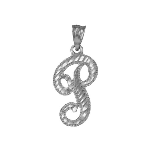Collar colgante de plata de ley con letra de corte brillante con escritura inicial - Imagen 24 de 30