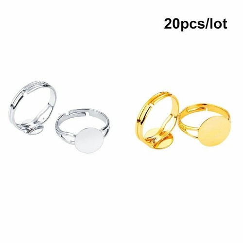 20pcs Adjustable Blank Ring Base 12mm Cabochon Cameo Bezel Trays Jewelry Making - Picture 13 of 16
