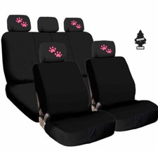 For Hyundai Pink Paws Fabric Car Truck SUV Seat Covers Headrest Full Set 
