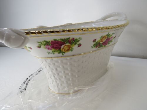 MINT ROYAL ALBERT OLD COUNTRY ROSES LARGE 17" WIDE CENTERPIECE BASKETWEAVE BOWL - Picture 6 of 9