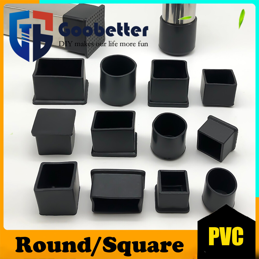 12-Pack Rectangular Chair Leg Floor Protectors – Black Rubber PVC Pads (30x40mm) For Furniture, Tables & Chairs – Anti-Scratch & Noise Reduction