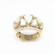 NYJEWEL 14K Yellow Gold Moonstone  Diamond Ring