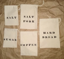 Civil War 5 RATION TICKING BAGS Haversack Soldier Union Rebel