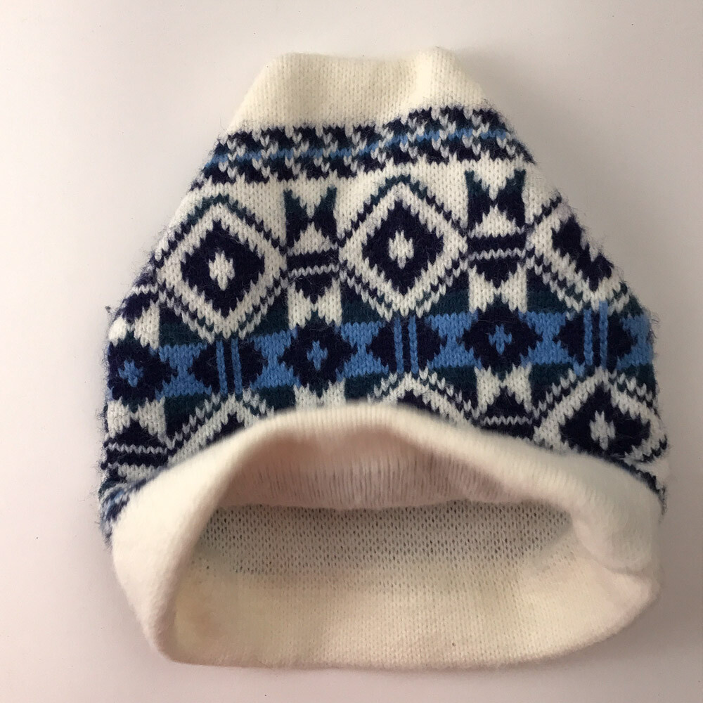 Retro Geometric Pattern Winter Ski Hat White Blue… - image 3