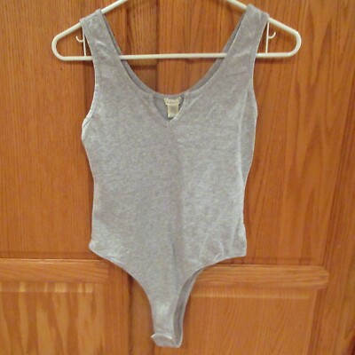 BOZZOLO~Gray Tank BODYSUIT Top~NEW size MEDIUM~Stretch Knit