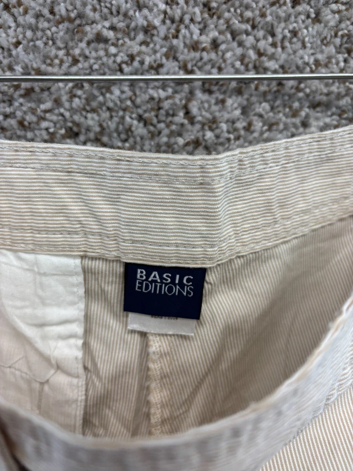 Calça chino listrada bege edição básica perna larga cropped feminina tamanho 14 - Imagem 2 de 4