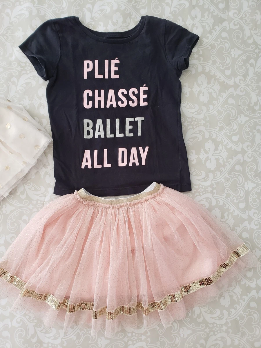 Carters Nicole Miller 4 5 Girl Ballet Shirt Pink Ivory Gold Tulle
