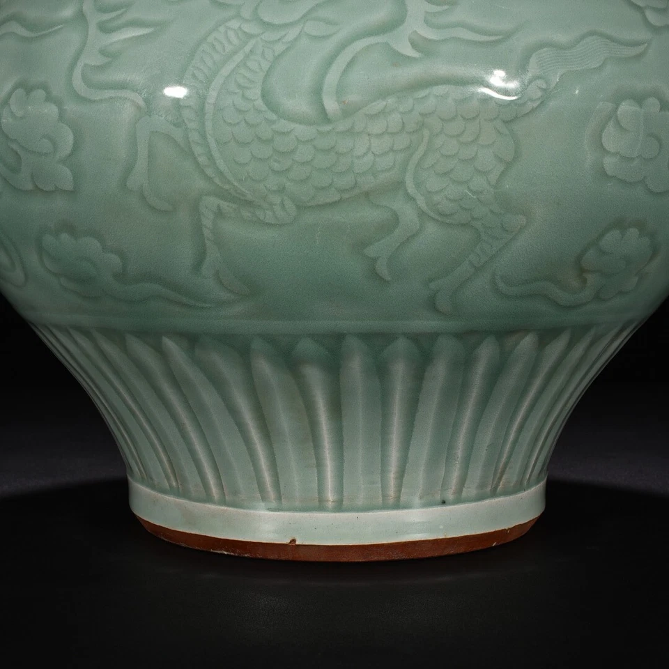 13,7-дюймовый китайский антикварный фарфоровый горшок с листьями феникса династии юаней longquan - Изображение 2 из 4